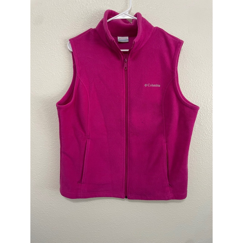 Columbia Benton Springs Vest Women XL Pink Good Fleece Full Zip Outdoor